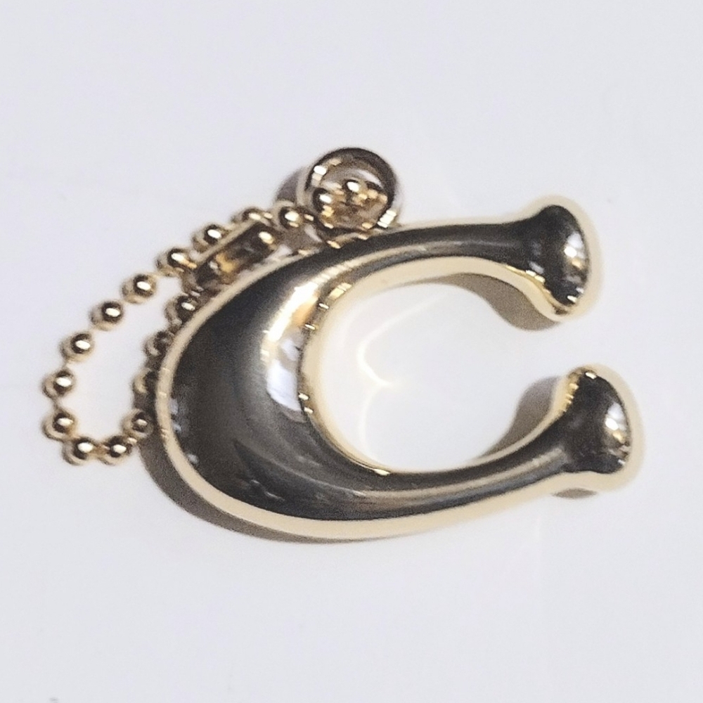 π Mini Coach 1.25" Gold Solid Brass Metal "C" Hangtag Bag Fob Charm ULTRA RARE - Picture 4 of 6
